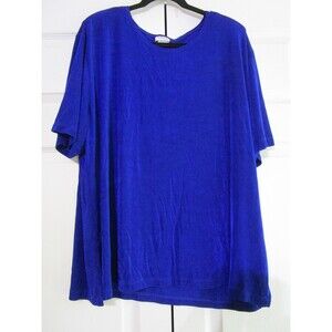Rebekah Shirt Womens 2XL Blue Short Sleeve Stretch Casual Tunic Made in USA Top